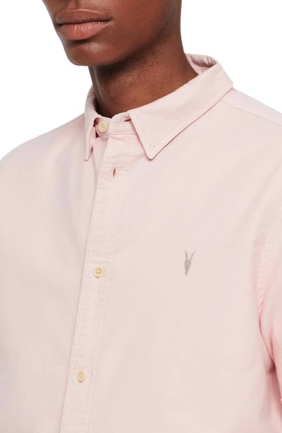 Shop Allsaints Huntington Slim Fit Short Sleeve Sport Shirt In Bleach Pink