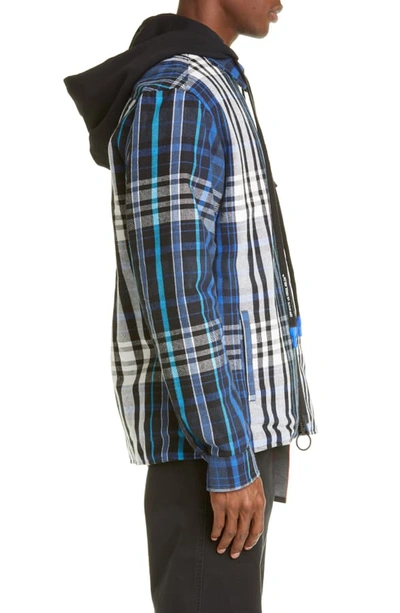 Shop Off-white Relaxed Fit Padded Flannel Shirt In Blue Black