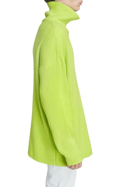 Shop Balenciaga Oversize Turtleneck Sweater In Lime