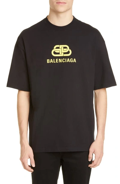 Shop Balenciaga Bb Graphic T-shirt In Black Yellow