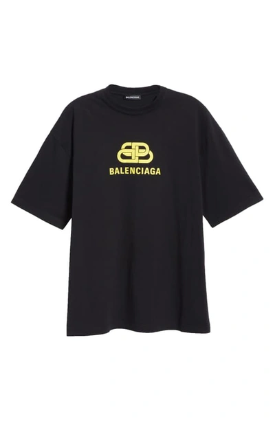 Shop Balenciaga Bb Graphic T-shirt In Black Yellow