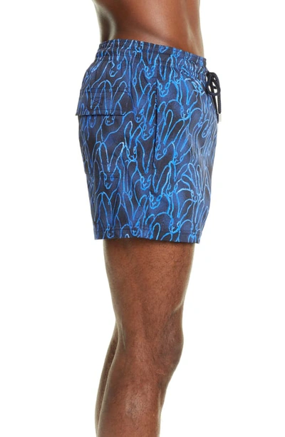 Shop Vilebrequin Moonrise Hunt Slonem Gershwin Print Swim Trunks In Bleu Marine