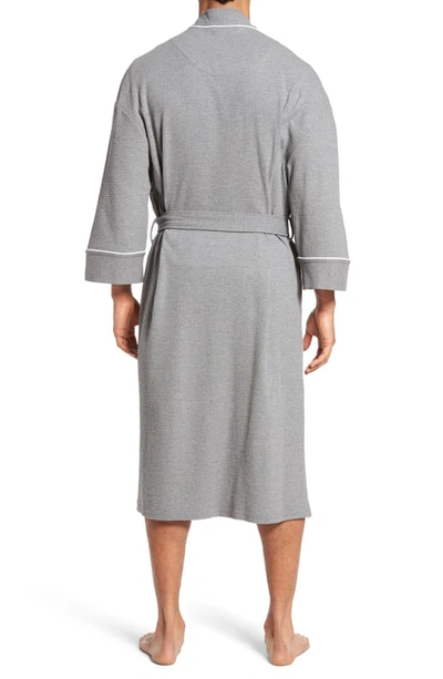 Shop Majestic Waffle Knit Robe In Fog