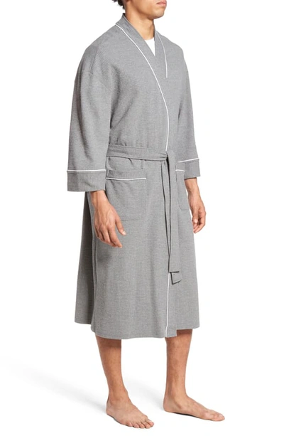 Shop Majestic Waffle Knit Robe In Fog