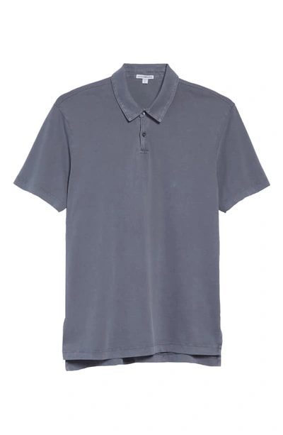 Shop James Perse Slim Fit Sueded Jersey Polo In North Pigment Grey