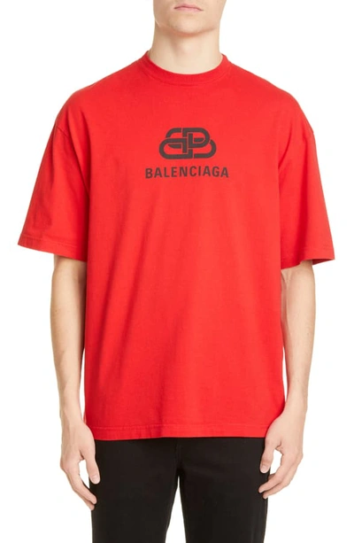 Shop Balenciaga Bb Logo Graphic Tee In Red