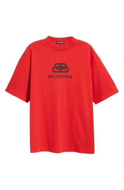 Shop Balenciaga Bb Logo Graphic Tee In Red