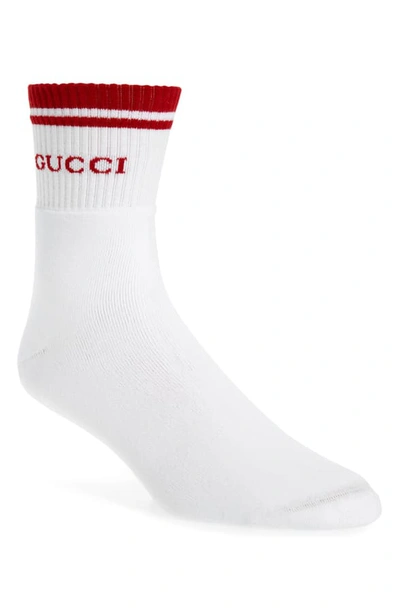 Shop Gucci Logo Socks In White/red