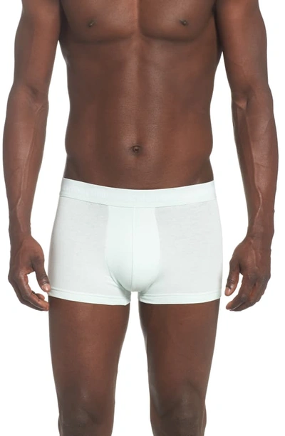 Shop Calvin Klein 3-pack Stretch Cotton Low Rise Trunks In Wedgewood/ Green/ Blue