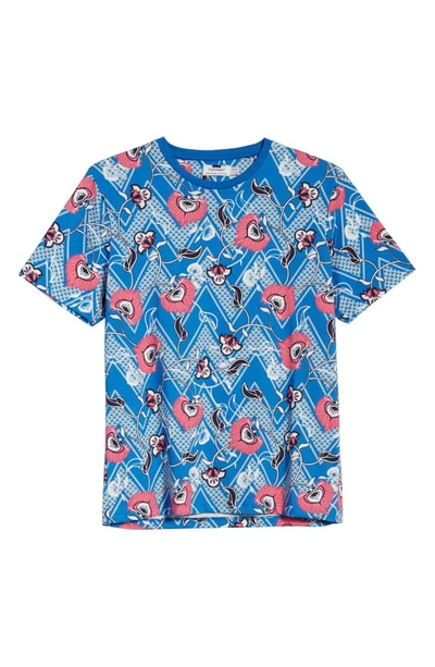 Shop Topman Zigzag Floral Crewneck T-shirt In Blue Multi
