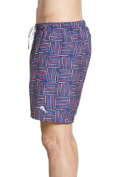 Shop Tommy Bahama Naples Lei Como Check Swim Trunks In Kingdom Blue