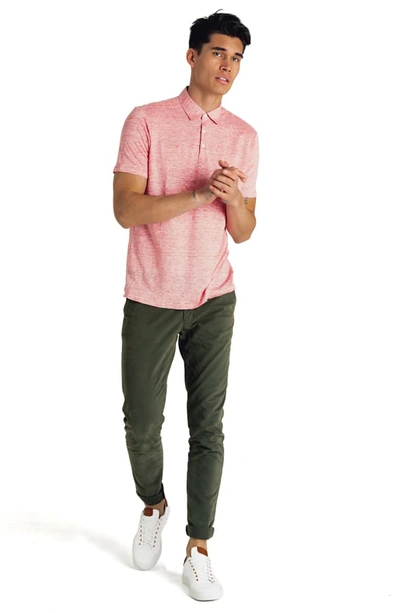 Shop Good Man Brand Slim Fit Short Sleeve Heathered Linen Polo In Hibiscus Heather