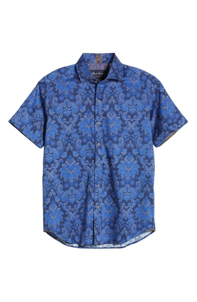 Shop Robert Graham Wrights Regular Fit Paisley Short Sleeve Button-up Sport Shirt In Navy