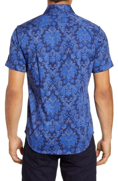 Shop Robert Graham Wrights Regular Fit Paisley Short Sleeve Button-up Sport Shirt In Navy