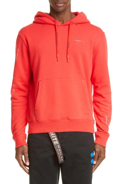 Shop Off-white Diagonal Unfinished Slim Fit Hoodie In Red Silver