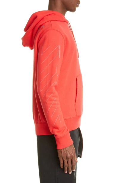 Shop Off-white Diagonal Unfinished Slim Fit Hoodie In Red Silver