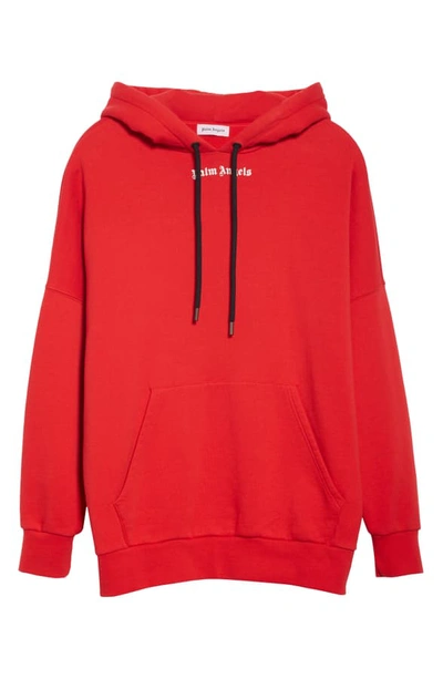 Shop Palm Angels Logo Hoodie In Red White