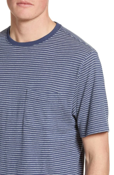 Shop Patagonia Trail Harbor Stripe Pocket T-shirt In Long Plains Big/ Dolomite Blue