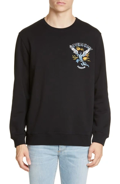 Shop Givenchy Icarus Graphic Crewneck Sweatshirt In Black