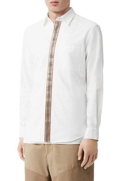 Shop Burberry Icon Stripe Slim Fit Button-up Shirt In White