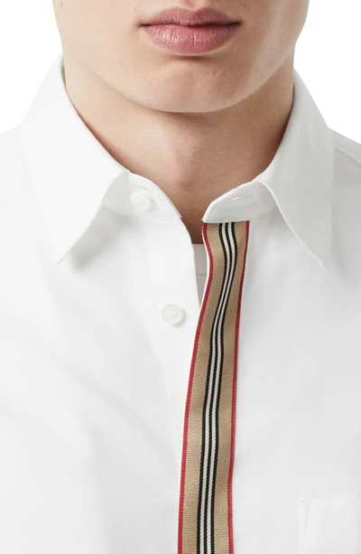 Shop Burberry Icon Stripe Slim Fit Button-up Shirt In White