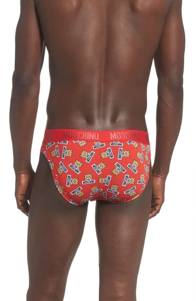 Shop Moschino Allover Underbear Briefs In Red