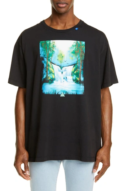 Shop Off-white Waterfall Graphic Oversize T-shirt In Black Multi