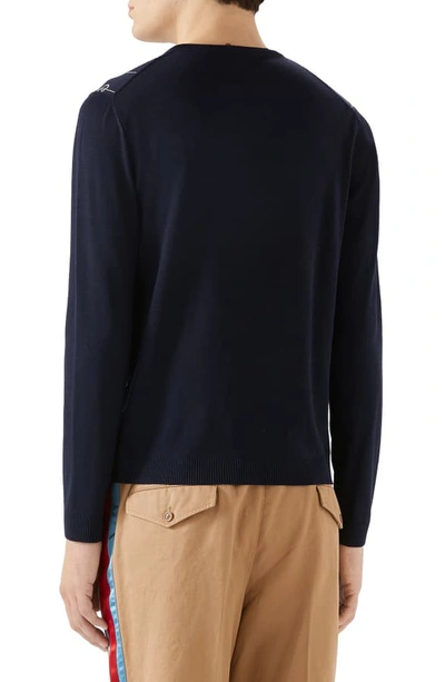 Shop Gucci Wool V-neck Sweater In Ink/ Milk