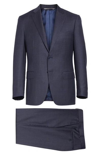 Shop Canali Sienna Soft Plaid Wool Suit In Blue