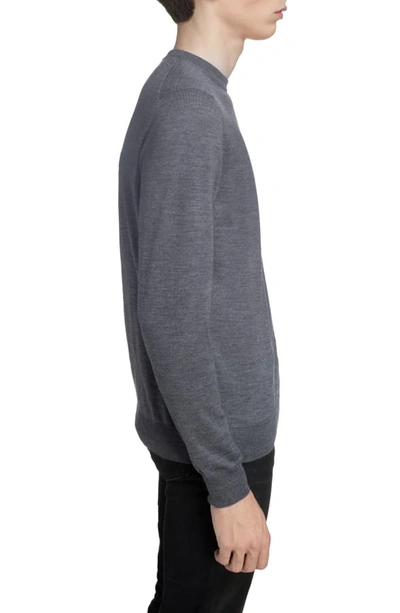 Shop Balenciaga Logo Crewneck Wool Sweater In Heather Grey/ Black