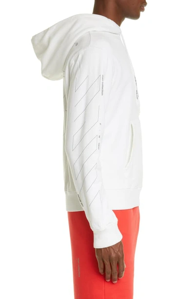 Shop Off-white Diagonal Unfinished Slim Fit Hoodie In White Silver