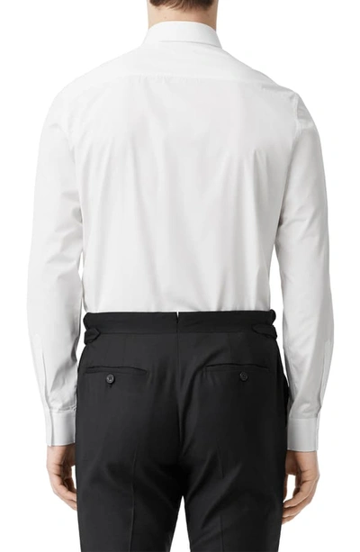 Shop Burberry Tb Embroidered Slim Fit Poplin Shirt In White