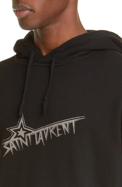 Shop Saint Laurent Star Logo Hooded Sweatshirt In Black