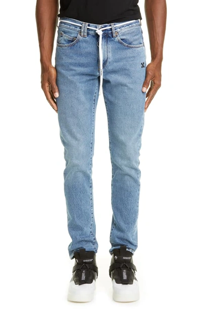 Shop Off-white Slim Fit Jeans In Blue Black