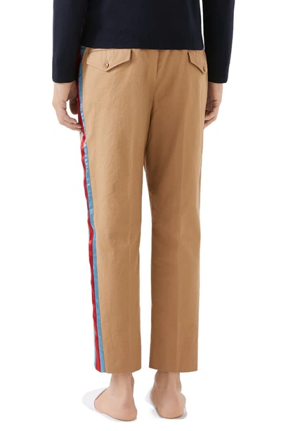 Shop Gucci Side Stripe Cotton Drill Pants In Saturn/ Mix