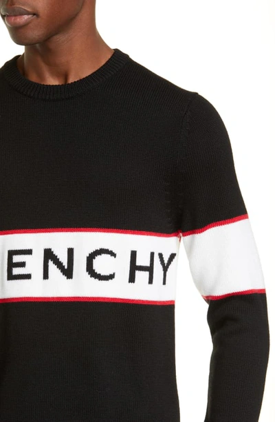 Shop Givenchy Logo Stripe Wool Sweater In Black