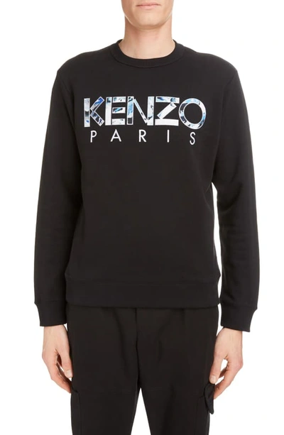 Shop Kenzo Paris Logo Applique Crewneck Sweatshirt In Black
