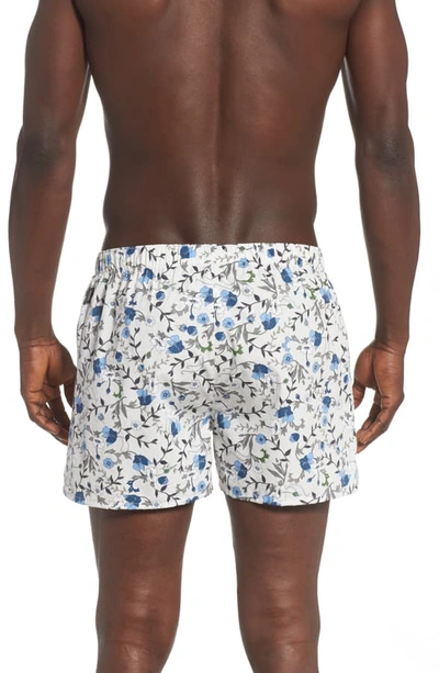 Shop Hanro 2-pack Fancy Woven Boxers In Vivid Floral/ Middle Blue