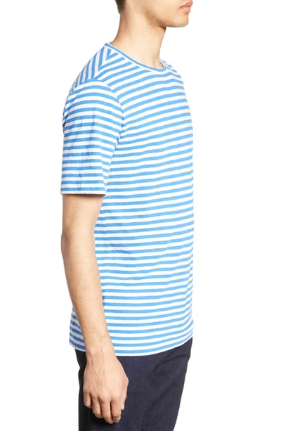 Shop Vince Slim Fit Stripe Linen & Cotton T-shirt In Blue Jay/ Natural