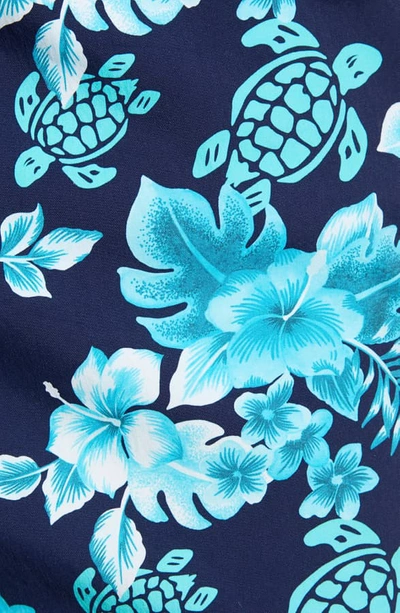 Shop Vilebrequin Moorea Turtles Flowers Swim Trunks In Bleu Marine