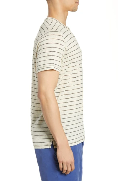 Shop Rag & Bone Owen Stripe Linen Pocket T-shirt In Ivrydkgry