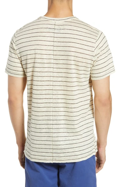 Shop Rag & Bone Owen Stripe Linen Pocket T-shirt In Ivrydkgry