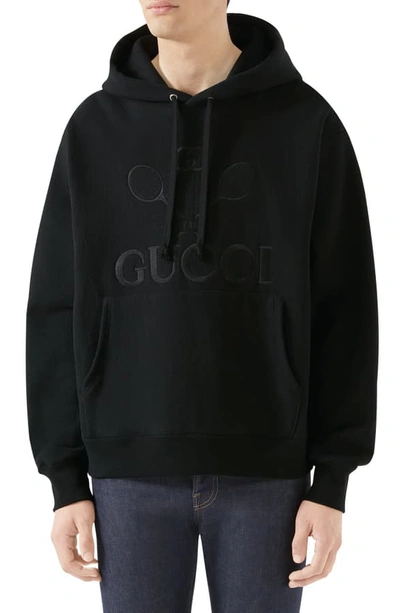 Shop Gucci The Face Cotton Hoodie In Black