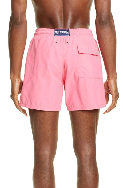 Shop Vilebrequin Shellfish & Turtles Aquareactive Swim Trunks In Cherry Blossom