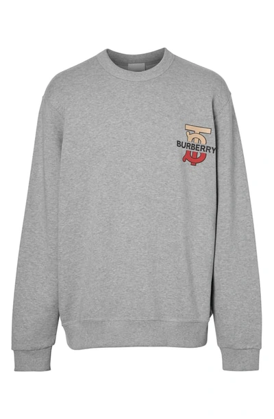 Shop Burberry Coldwell Graphic Sweatshirt In Pale Grey Melange