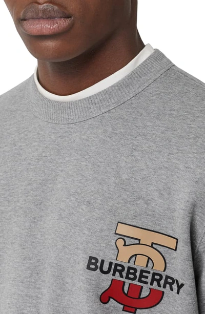 Shop Burberry Coldwell Graphic Sweatshirt In Pale Grey Melange