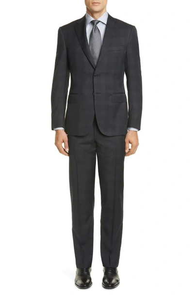 Shop Canali Sienna Soft Plaid Wool Suit In Charcoal