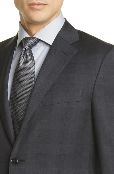 Shop Canali Sienna Soft Plaid Wool Suit In Charcoal