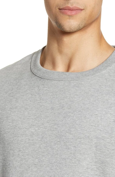 Shop Billy Reid Dover Crewneck Sweatshirt With Leather Elbow Patches In Grey