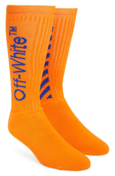 Shop Off-white Diagonal Athletic Socks In Orange Blue